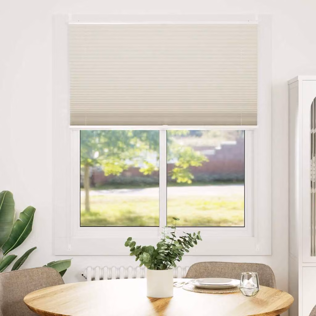 Tenda plissè vidaXL beige semi-trasparente con sistema a corda, L: 110 cm, H: 150 cm
