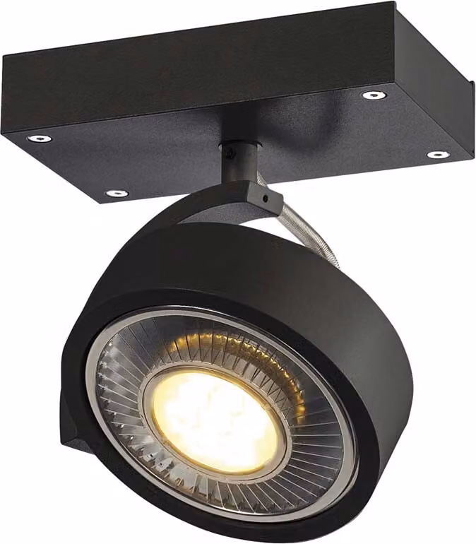 Potente faretto SLV Kalu con rotazione di 350°, variante: 280 x 180 x 90 mm, 75 W, nero