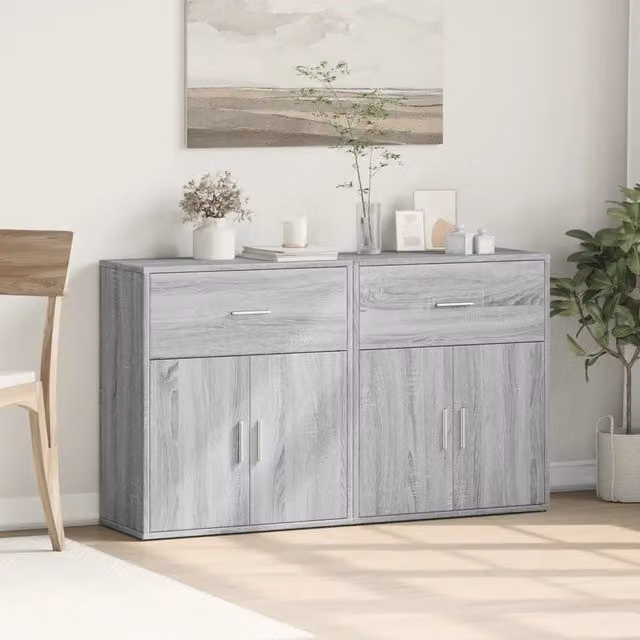 Set di 2 credenze da parete vidaXL in legno grigio per sala da pranzo L: 60 cm, P: 31 cm, H: 70 cm