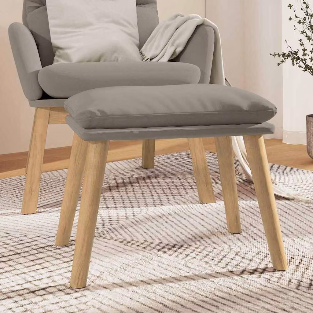 Poggiapiedi vidaXL in velluto grigio con struttura in legno, L 45 cm x P 29,5 cm x H 35 cm
