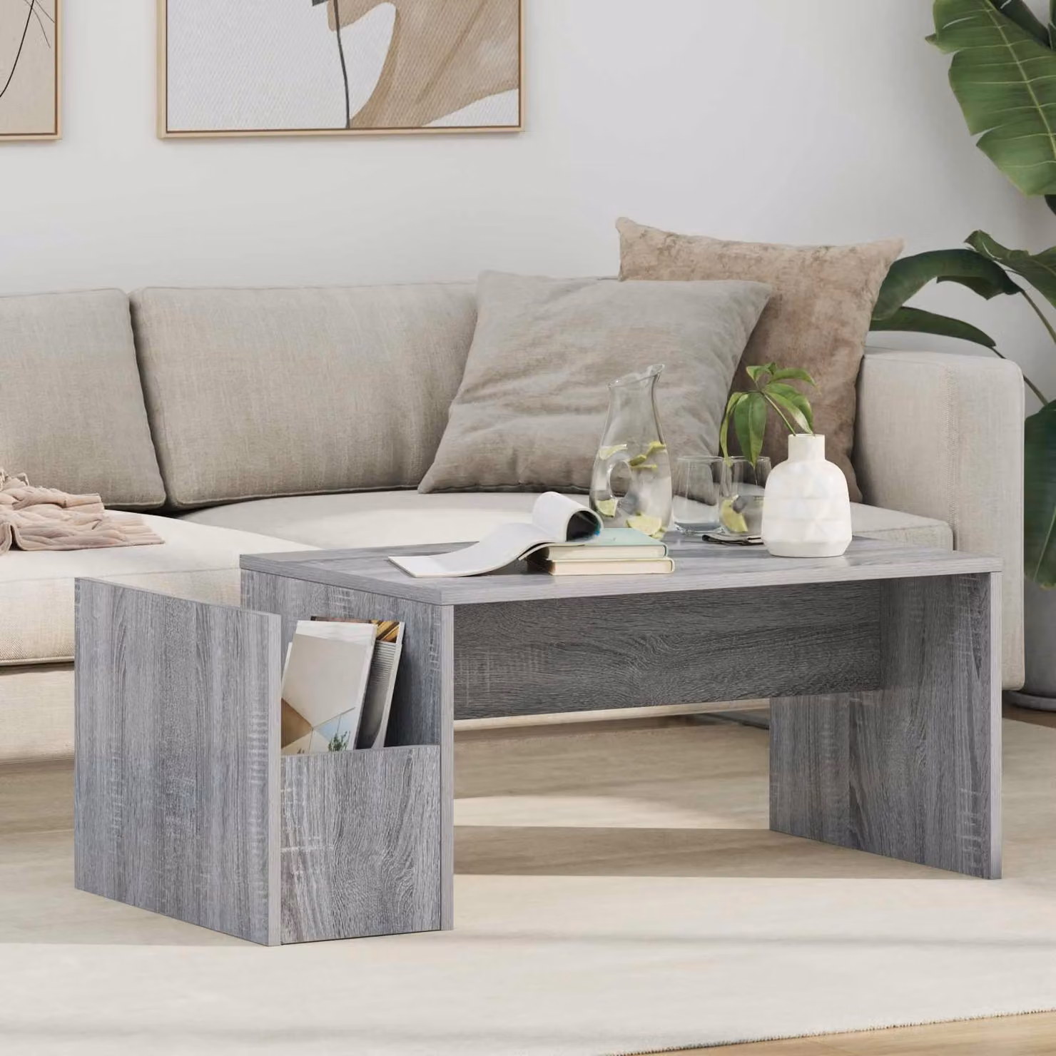 Maison Exclusive - Tavolino Sonoma grigio, 90 x 45 x 35 cm, realizzato in materiale composito di legno