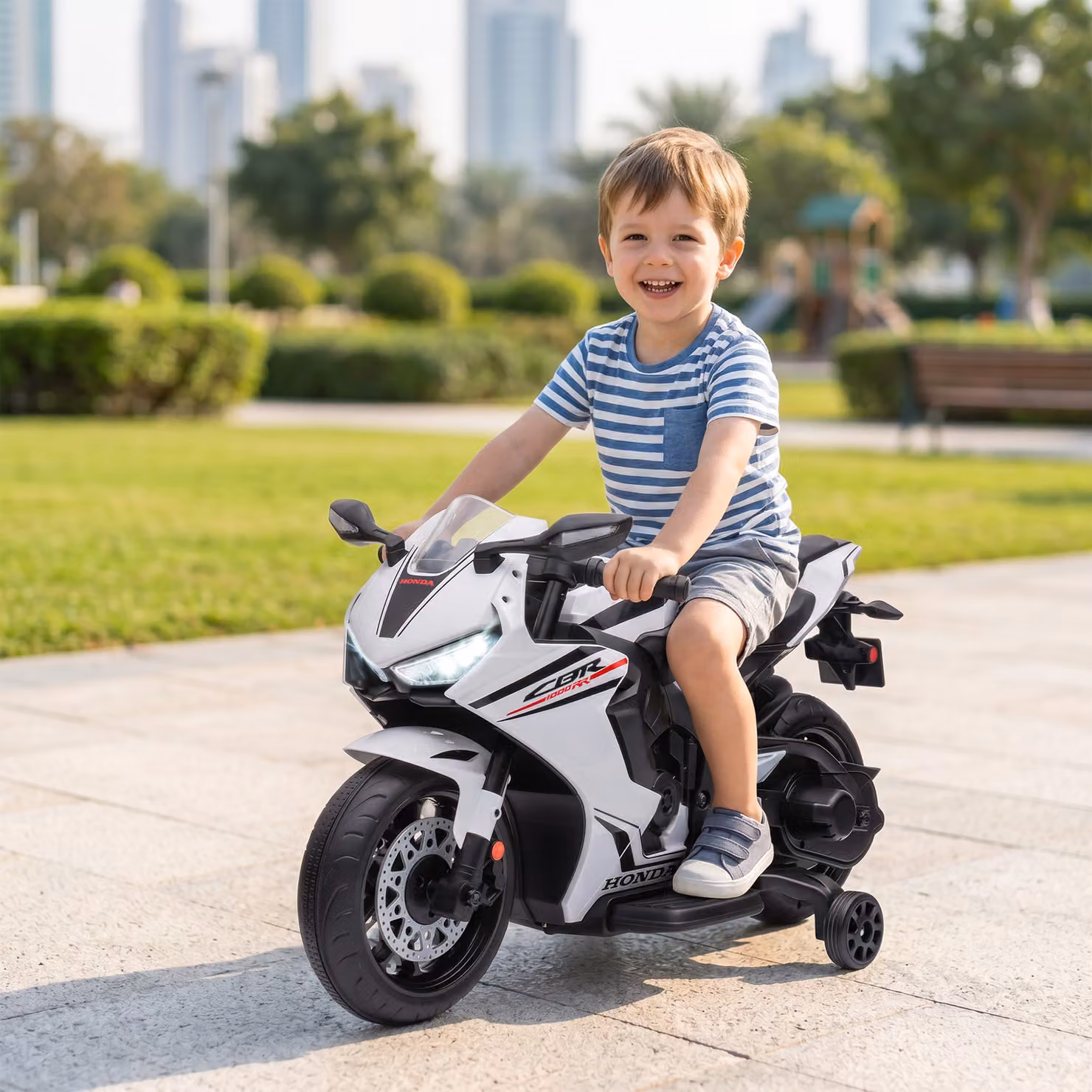 Moto Elettrica per Bambini HOMCOM con Licenza Honda, Batteria 6V Ricaricabile, Effetti Luce e Suono, Bianco – 2