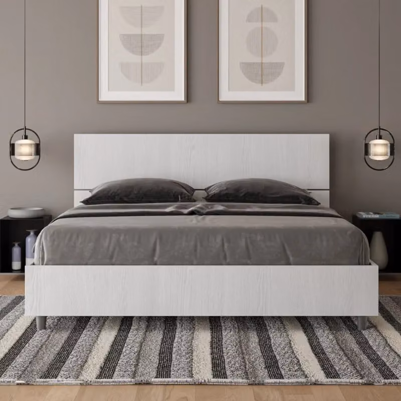 Letto Matrimoniale Ityhome Bianco con Design Minimalista L/P/H: 160 x 200 x 101 cm – 2