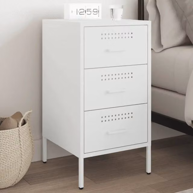 Comodino da notte Design Mania Bianco in Metallo con Cassetti L/P/H: 36 x 39 x 68 cm – 1