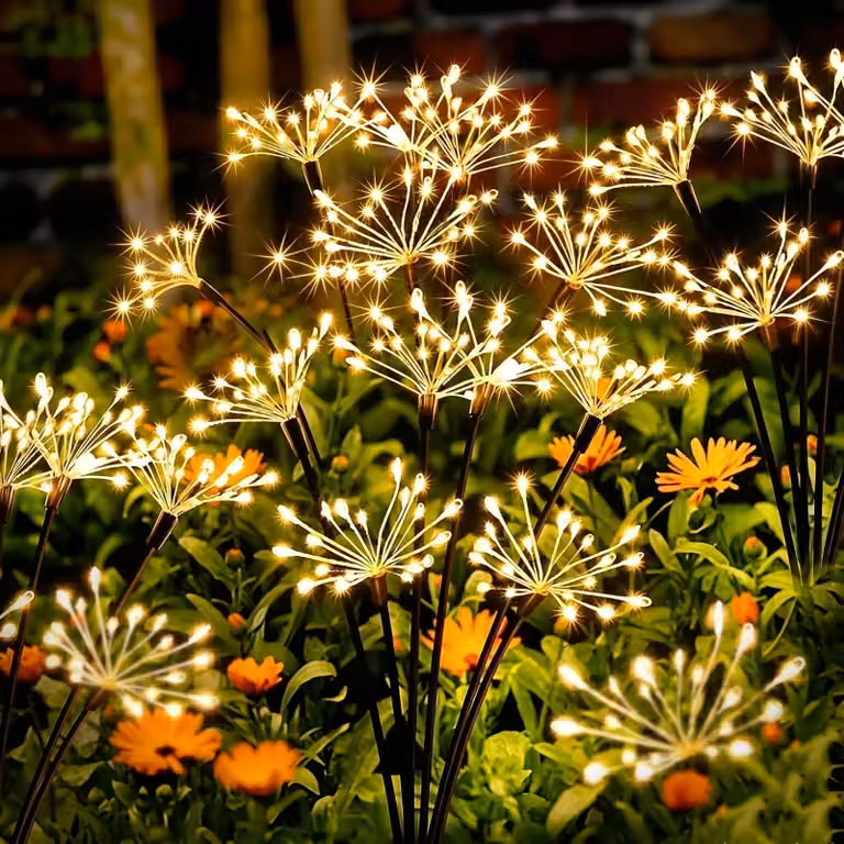 Lampade solari a LED a forma di tarassaco, 2 pezzi, grado di protezione IP65, 8 modalità, luce bianco caldo