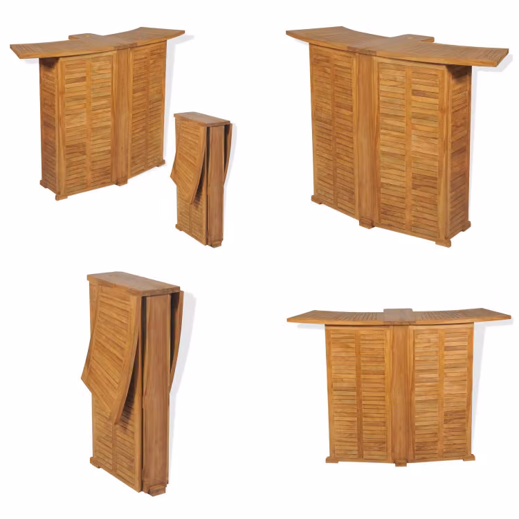 vidaXL Tavolo bar pieghevole 155x53x105 cm in teak massiccio - Tavolo bar - Tavoli bar - Tavolo da giardino - Tavoli da giardino