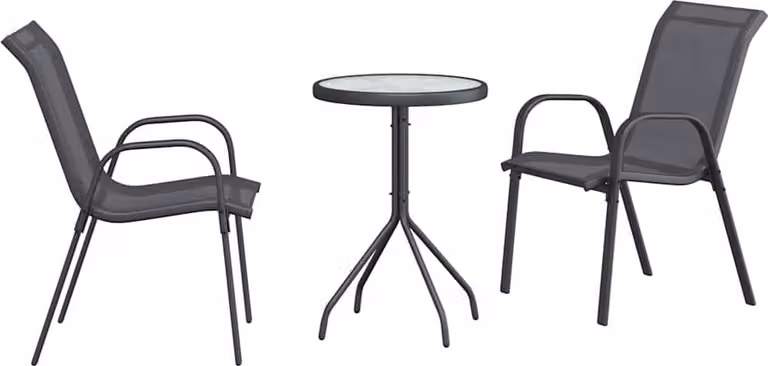 Set Bistro da Giardino 3 pcs Grigio Acciaio