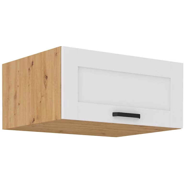Mobile cappa aspirante profonda LAILI - larghezza 80 cm, bianco / rovere artigianale