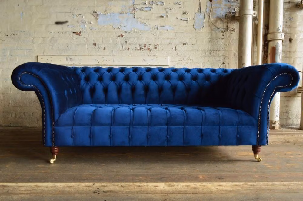 Chesterfield Design Luxus Polster Sofa Couch Sitz Garnitur Leder #150