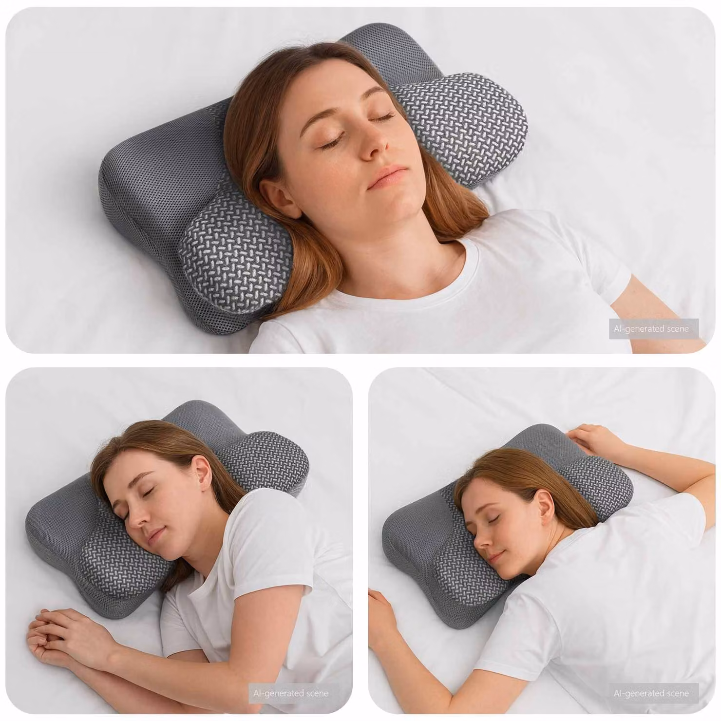 Cuscino cervicale in memory foam vidaXL Grigio con rivestimento lavabile L: 58 cm, P: 36 cm, H: 13 cm