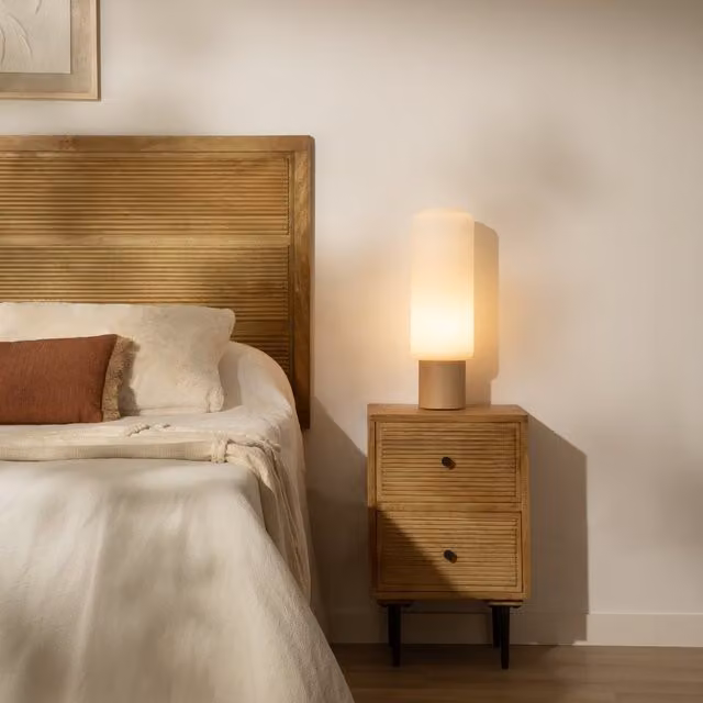 Comodino Banak in legno di mango e metallo stile industrial, multicolore, H: 40 cm