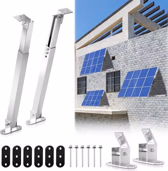 Kit di montaggio per pannelli solari - Sistema di montaggio per tetti piani con angolo regolabile individualmente - per moduli solari - da 15 a 30° - regolabile individualmente - per tetti piani