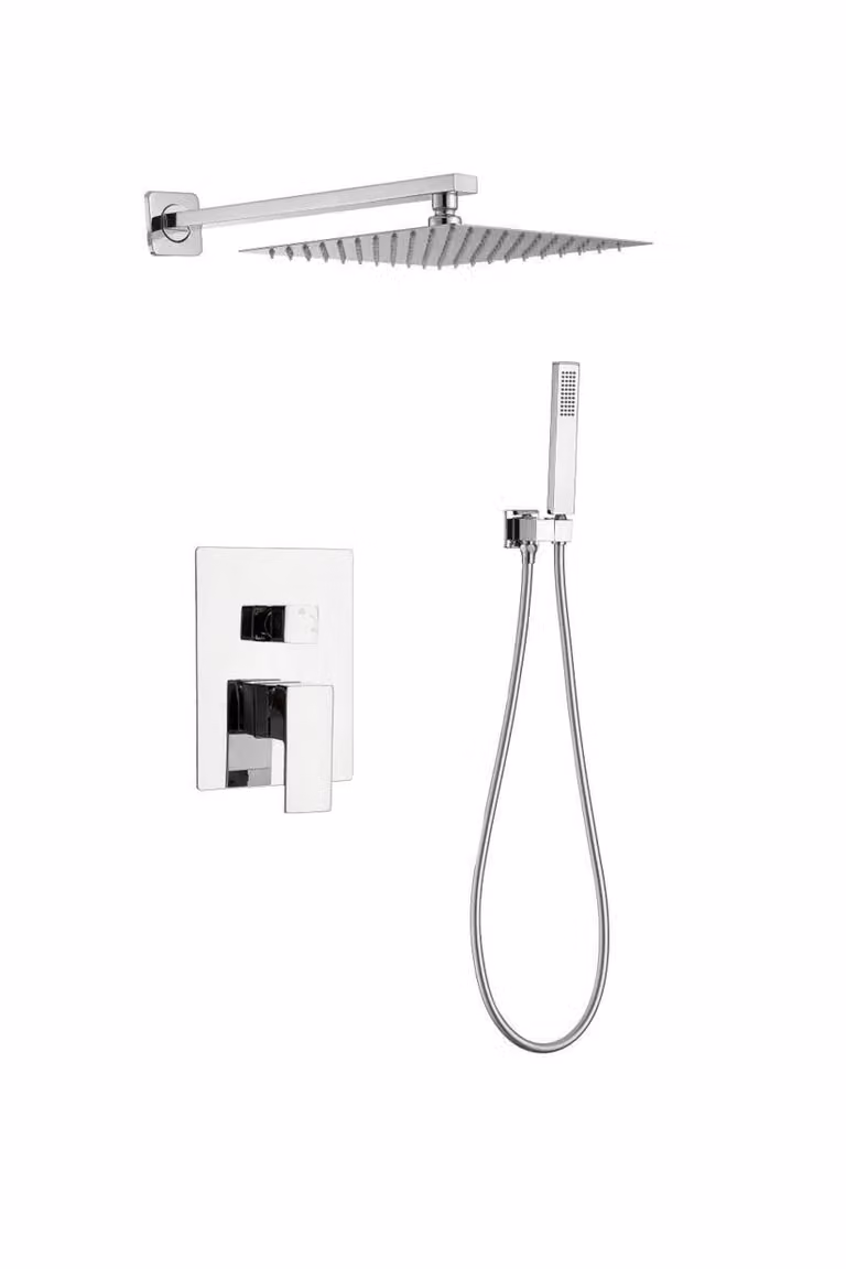 WEBO doccia a pioggia da incasso "Rio" set completo con soffione e doccetta 20 cm - cromo
