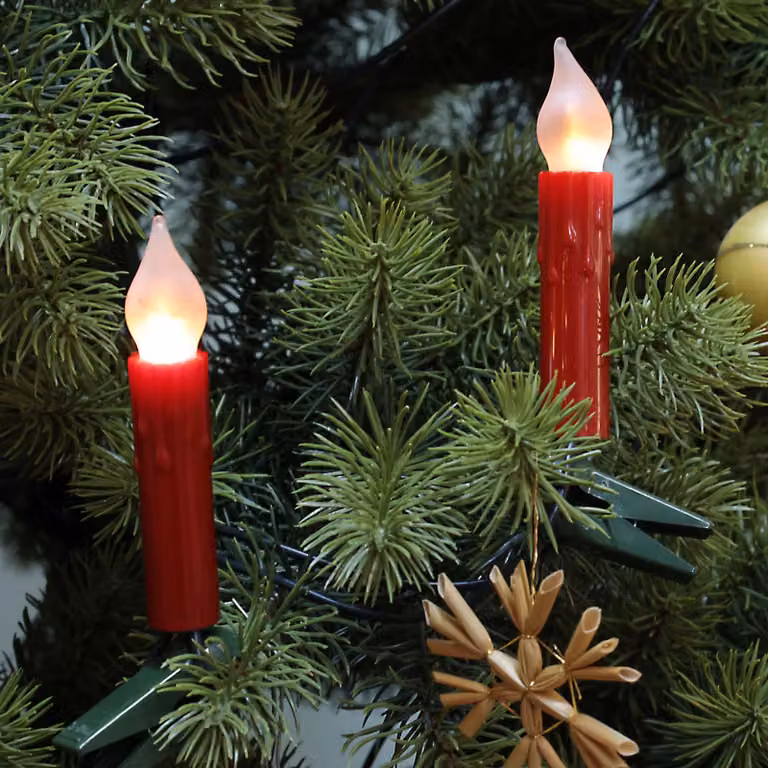 Ghirlanda luminosa per albero di Natale a filamento LED con effetto fiamma, 30 luci, Germany, candeline a righe, con gocce di cera, rosso perlato 815061