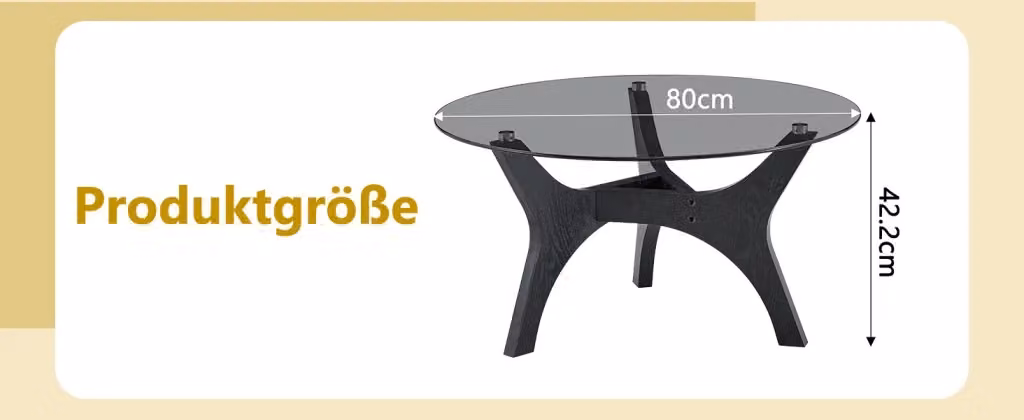 Tavolino rotondo da salotto WISHDOR con piano in vetro trasparente e struttura in metallo nero, Ø 80 cm – 2