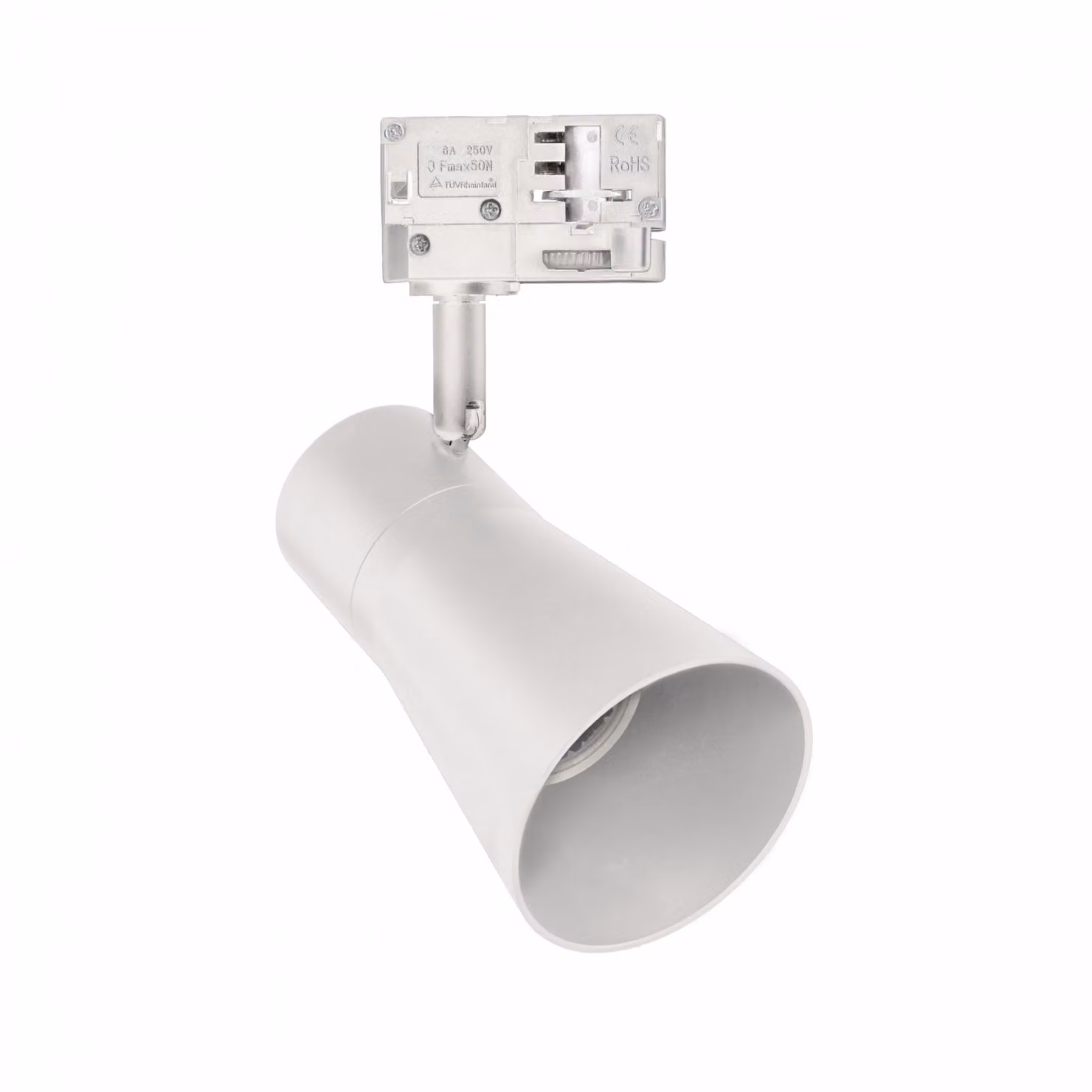 Faretto trifase GU10 230V IP20 80x140x180 bianco MADARA SCANDI – per binario elettrificato