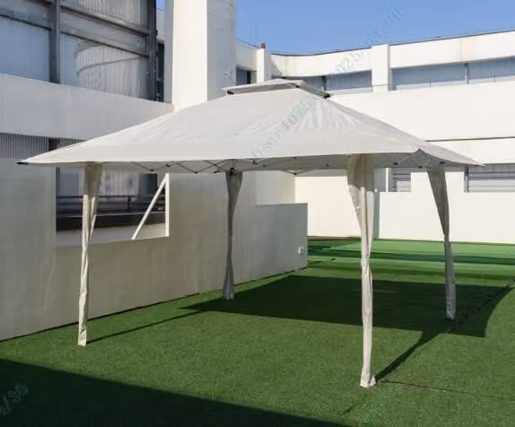 COSTWAY gazebo pop up 4x4m, gazebo da giardino regolabile in altezza con doppio tetto e borsa per il trasporto, gazebo pieghevole da giardino tenda per feste impermeabile cachi