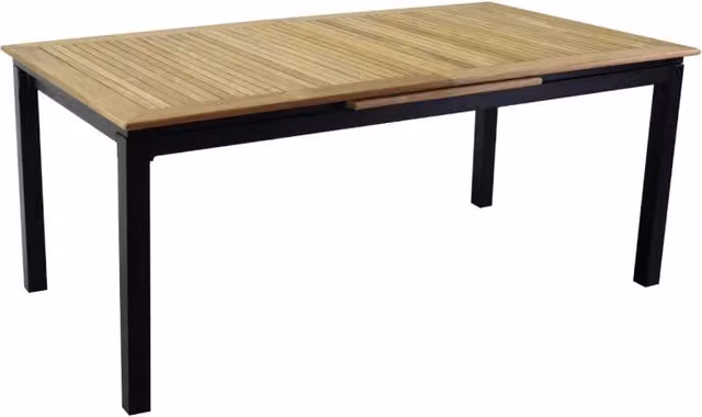 Tavolo da giardino allungabile Idaho Plus in alluminio antracite e piano in teak L/P/H: 180/240 x 100 x 76 cm
