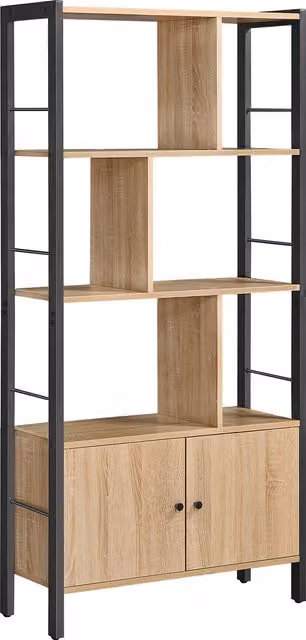 Libreria Valora Sonoma moderna con ripiani regolabili in metallo, colore marrone e nero, L/P/H: 74 x 25 x 154,5 cm