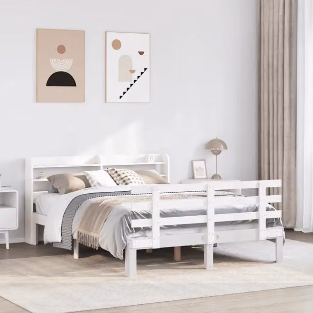 Letto con testiera in legno di pino bianco vidaXL L/P: 140 x 190 cm
