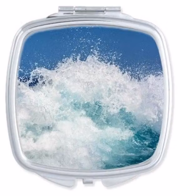 Specchio da trucco compatto – Portatile, con design a onde dell'oceano