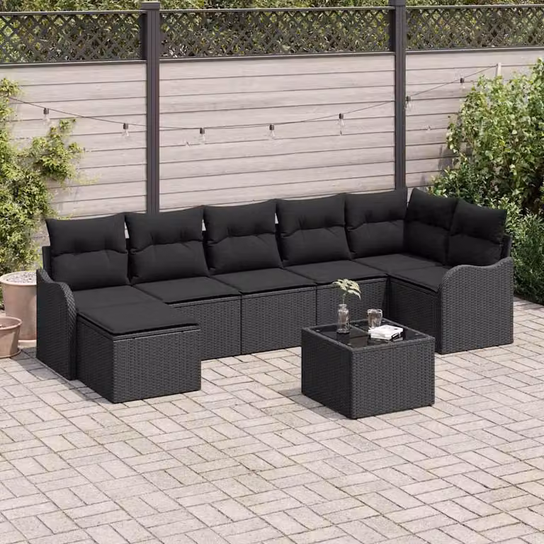 Maison Exclusive - Set Divano da Giardino Nero polyrattan