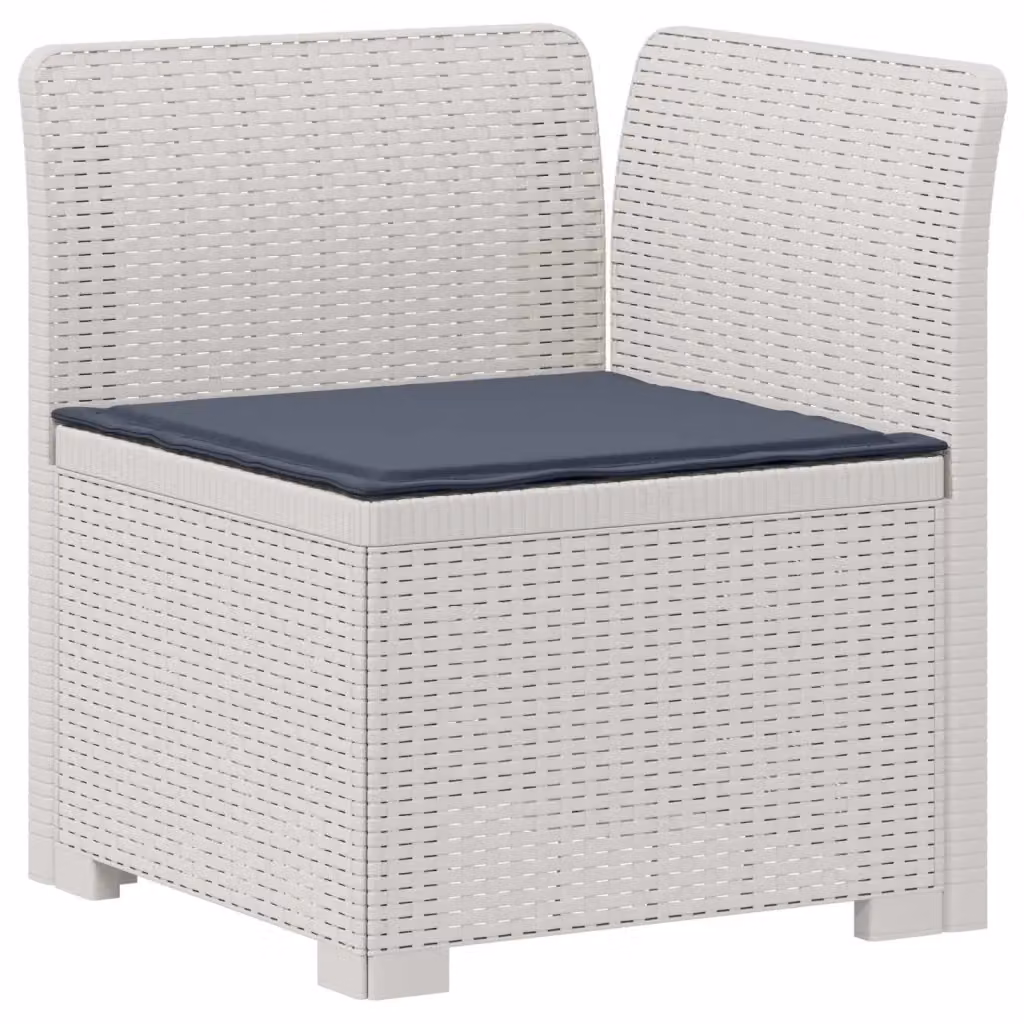 Divano da giardino a 1 posto con cuscino in rattan effetto moderno bianco e grigio – 2