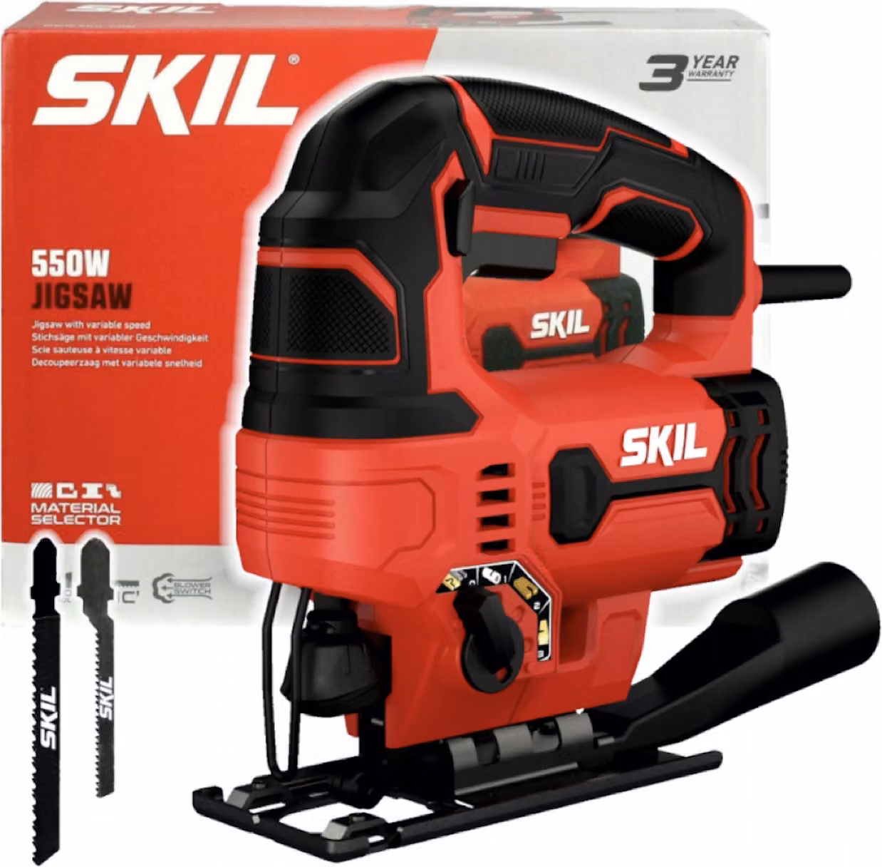 SKIL 4530AA Stichsäge (550W,Materialauswahlschalter,Gehrungsschnitte bis 45°)