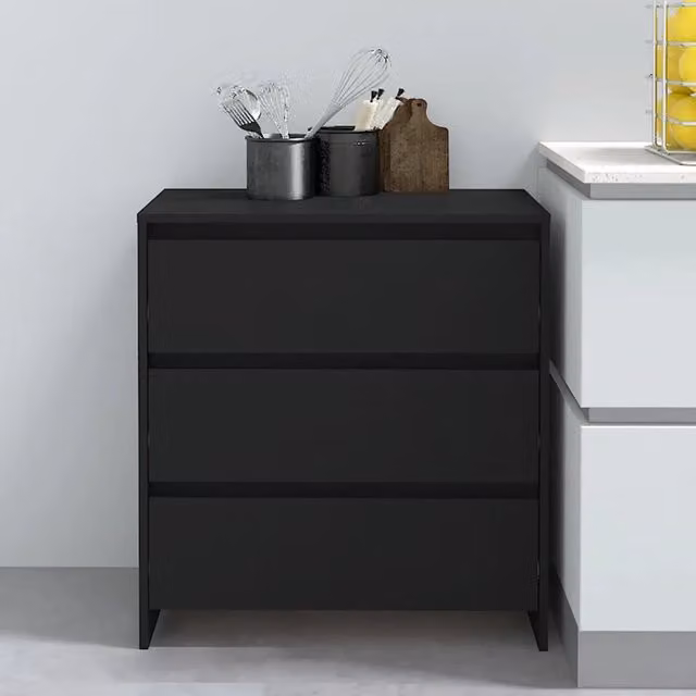 Credenza Buffet Design Mania Nera in MDF per Cucina e Sala da Pranzo L: 70 cm, P: 41 cm, H: 75 cm – 1