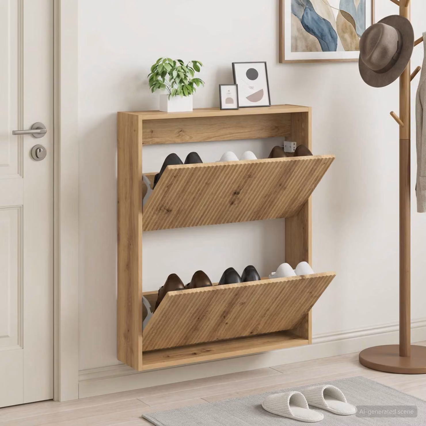 Mobiletto per scarpe da muro ARNHEM vidaXL, marrone, L 71 x P 17 x H 86 cm