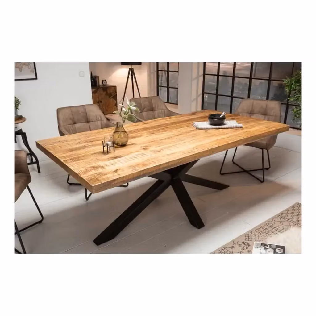 Tavolo da pranzo SOLARA Meublorama in legno di mango e metallo nero con design industriale, L: 160 cm – 2