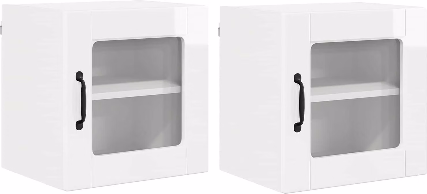 Mobile in vetro da parete PORTO 2 pcs Bianco Lucido