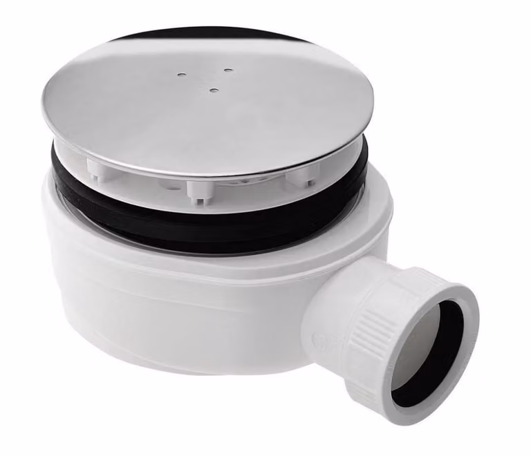 Sifone per piatti doccia, Ø 90 mm, DN40, basso, coperchio in acciaio inox lucidato