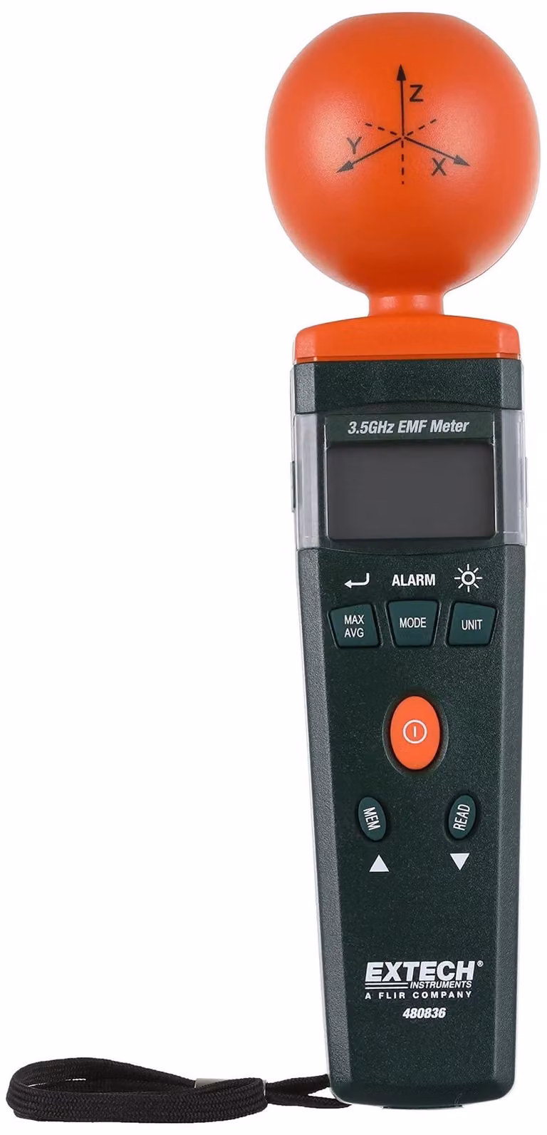 Misuratore di campi elettromagnetici a radiofrequenza (RF-EMF), da 50 MHz a 3,5 GHz, triassiale, con 99 posizioni di memoria