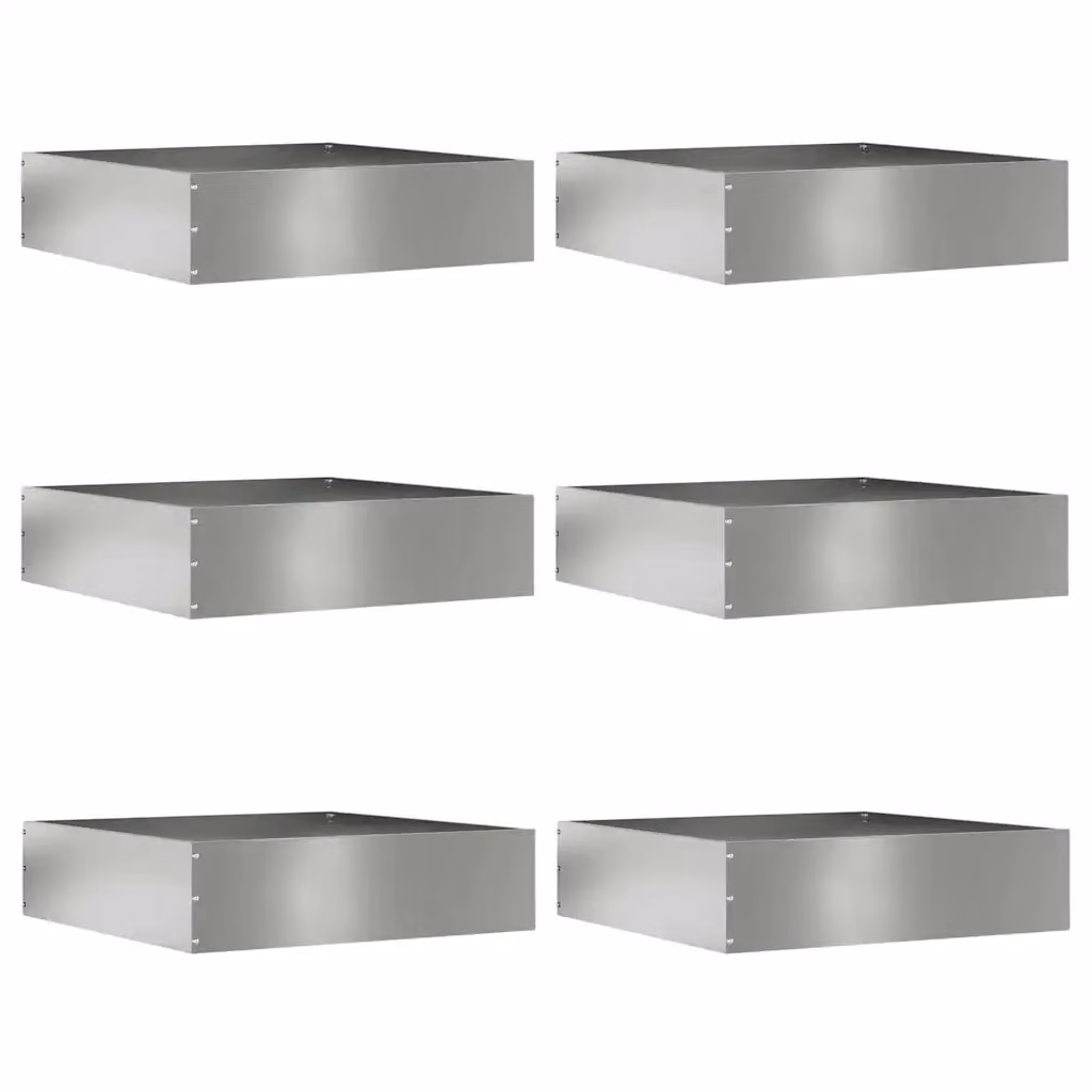 Set di 6 bordure per prato vidaXL in acciaio zincato argento, L/P/H: 50 x 50 x 13 cm