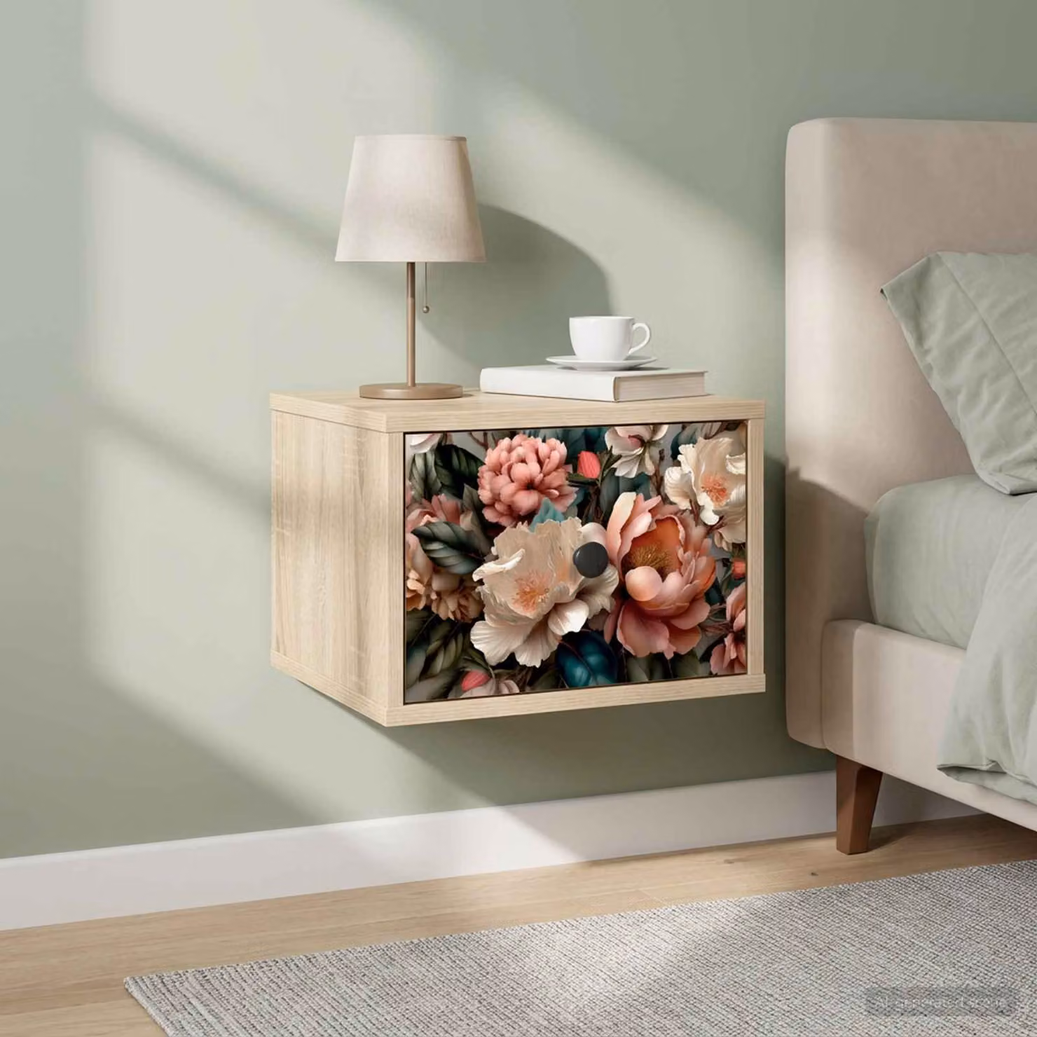 vidaXL Mobiletto da comodino a parete BORNE Rovere Sonoma moderno