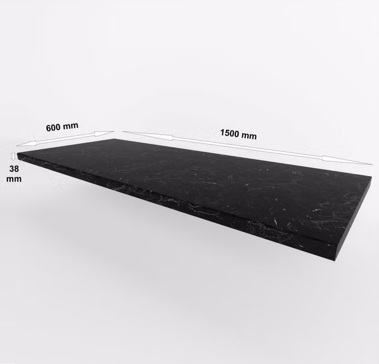 Piano di lavoro da 150 cm, spessore 38 mm, in marmo ROMA opaco, per cucina. Modelli disponibili: Siena, Monza, Arona