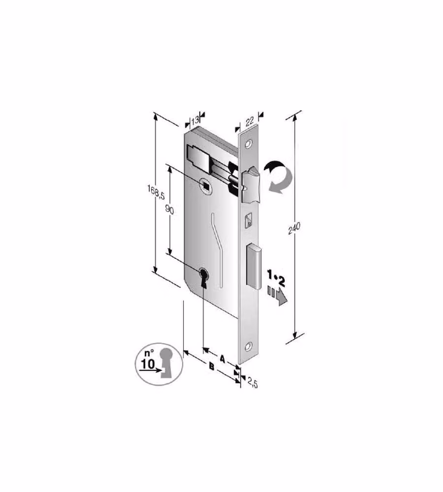 Serratura Patent Mm 8X90 E40 Bq Bronzata        Gb
