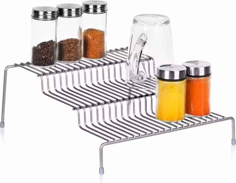 Mensola da cucina in metallo, grigia, 3 livelli, 28x26x11 cm
