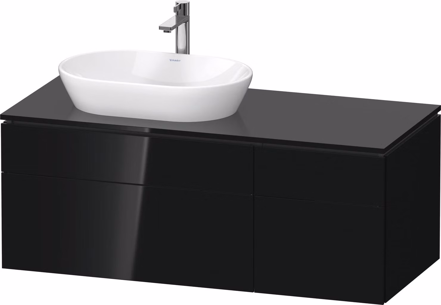 Duravit L-Cube Meuble sous-lavabo en console suspendu, avec plan de toilette en console, 4 tiroirs, vasque à gauche, 1220x482x550mm, LC4876040400000, LC4876040400000