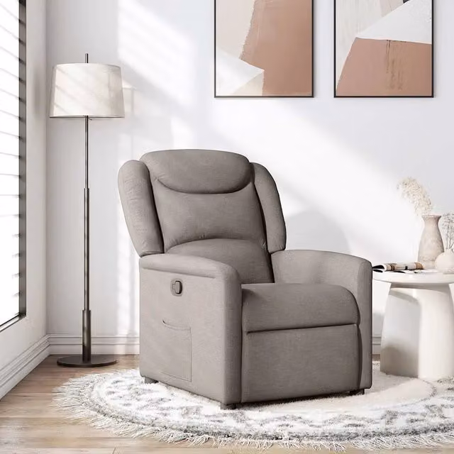 Poltrona Reclinabile Relax vidaXL in Tessuto Beige e Grigio con Braccioli e Reclinazione Manuale – 1