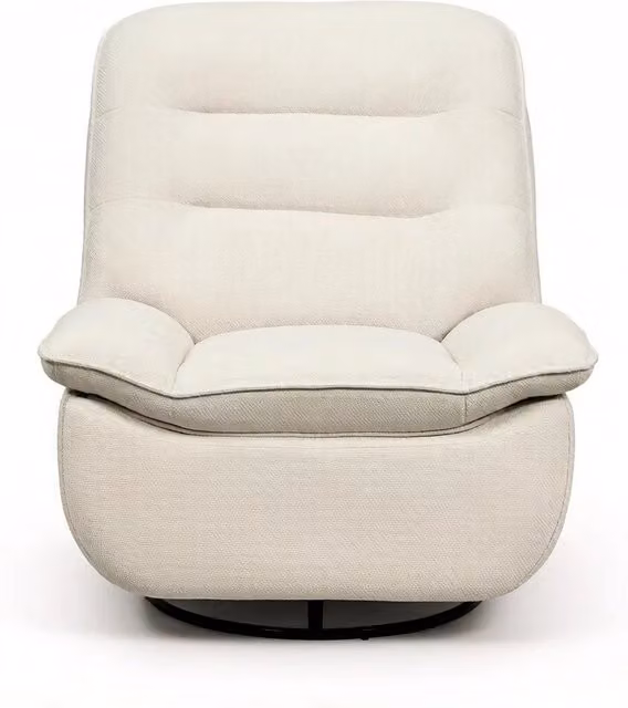 Poltrona relax girevole Chicfurn con poggiapiedi e funzione dondolo in tessuto beige L/P/H: 106 x 76 x 95 cm