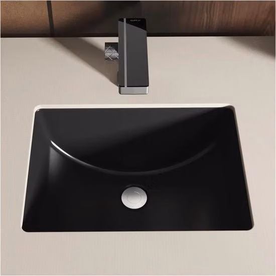 Sink per vasca in ceramica mat nera, dimensioni 46x34,8x21,3cm, forma rettangolare