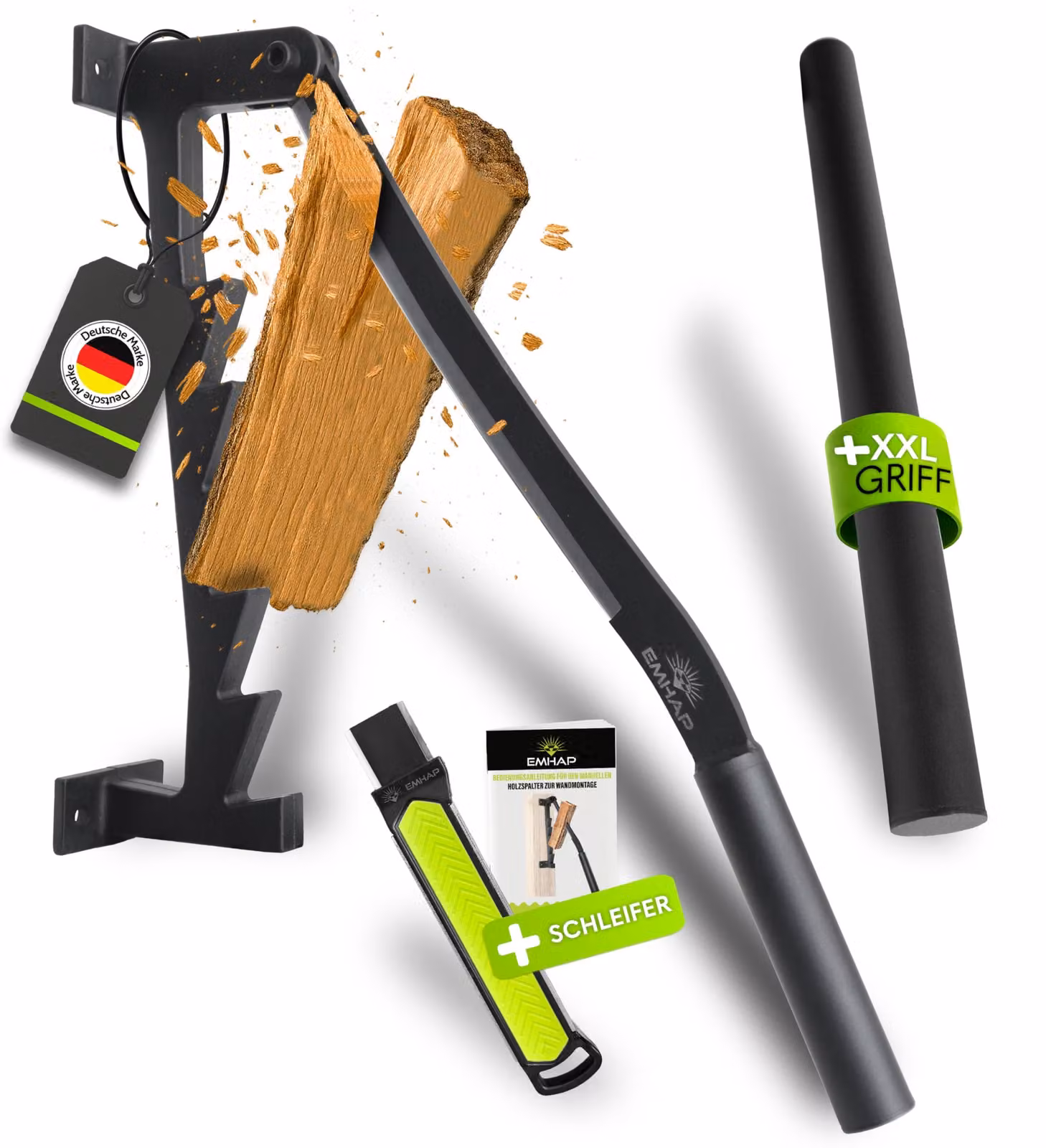 Spaccatura manuale per legno - Extra lunga - Profondità: 57 cm - Altezza: 13 cm - Larghezza: 10 cm - Acciaio al carbonio