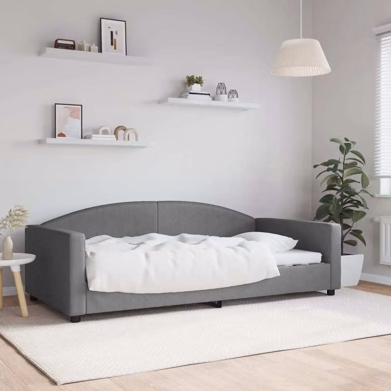 Maison Exclusive - Letto a giorno, colore grigio scuro, 100x200 cm, tessuto