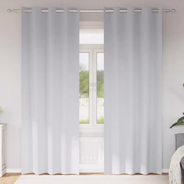 Set di 2 tende blackout vidaXL con anelli in poliestere, Grigio, H: 225 cm x L: 140 cm