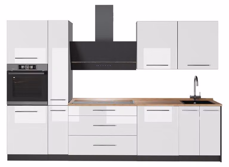 Cucina componibile Vicco Fame-Line Bianco lucido/Antracite 310 cm, PL Rovere, Model 64277