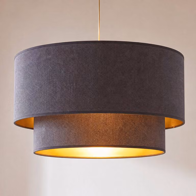 Lampada a sospensione Boho Duolla, Alluminio / Grigio / Zincato, Camera da letto, Tessuto / Stoffa / Seta, Giovanile, Lampada a sospensione