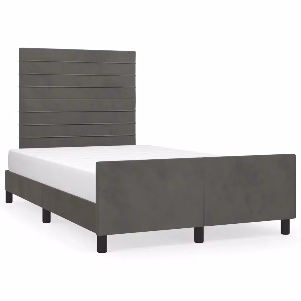 Giroletto vidaXL in Velluto Grigio senza Materasso L/P/H: 120 x 200 cm – 2