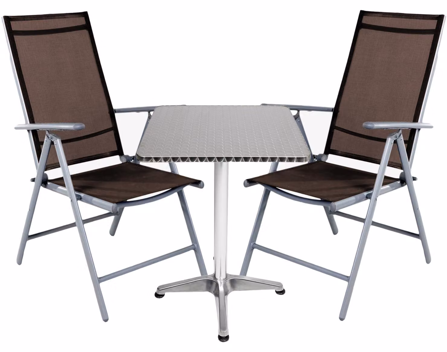 Set da bistrot 3 pezzi alluminio - tessuti / marrone cioccolato